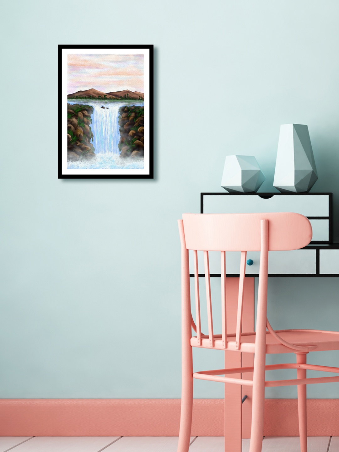 

999Store Multicoloured Waterfall Wall Painting, Multi