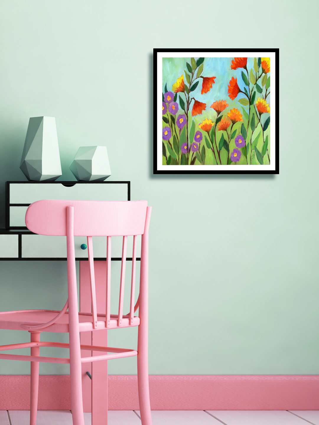 

999Store Multicoloured Floral Wall Painting, Multi
