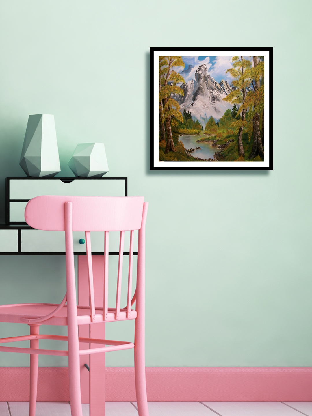

999Store Multicoloured Hand-Painted Wall Painting, Green