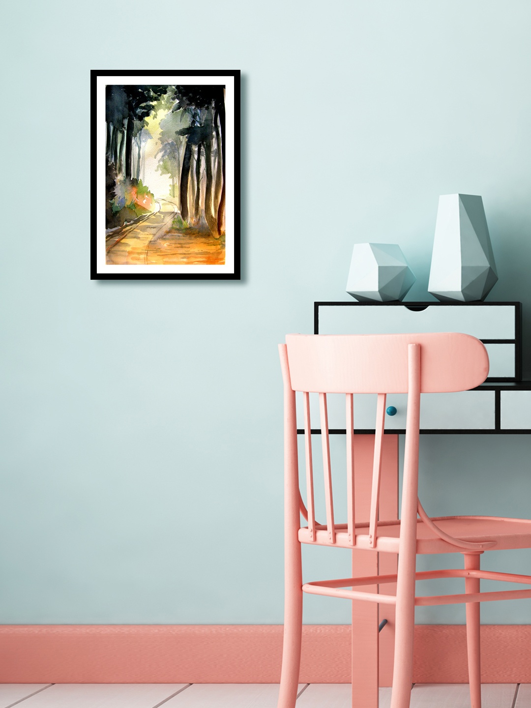 

999Store Multicoloured Hand-Painted Botanical Wall Painting, Multi