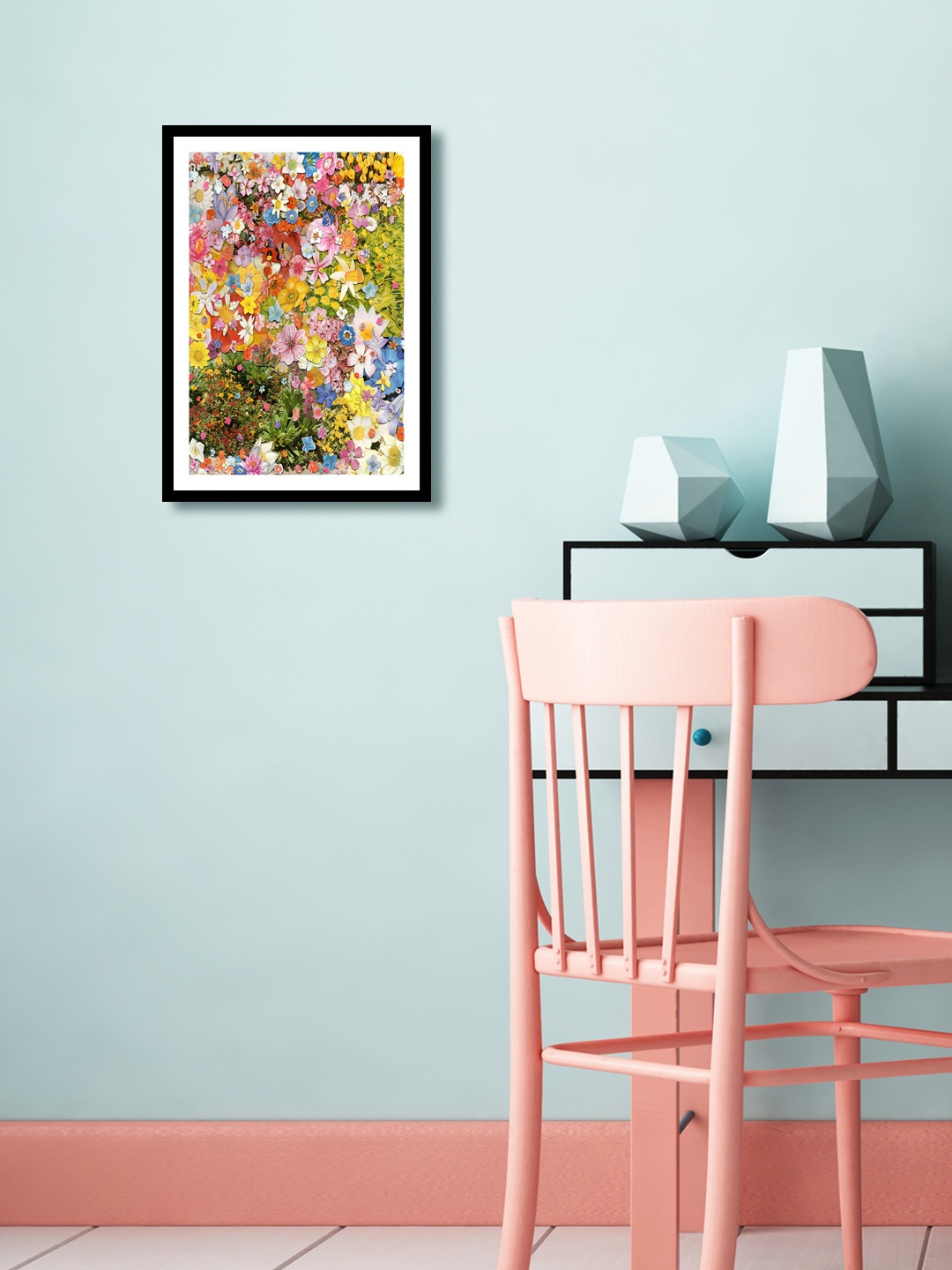999Store Multicoloured Hand-Painted Floral Wall Painting, Multi