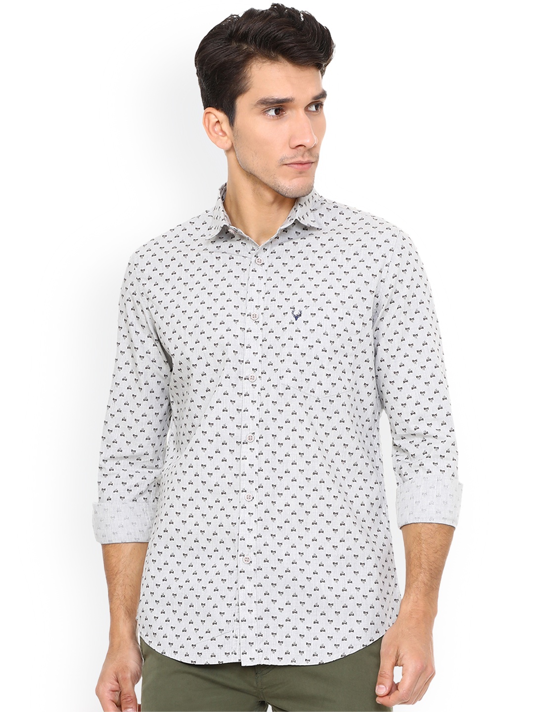 

Allen Solly Men Grey Regular Fit Printed Casual Shirt