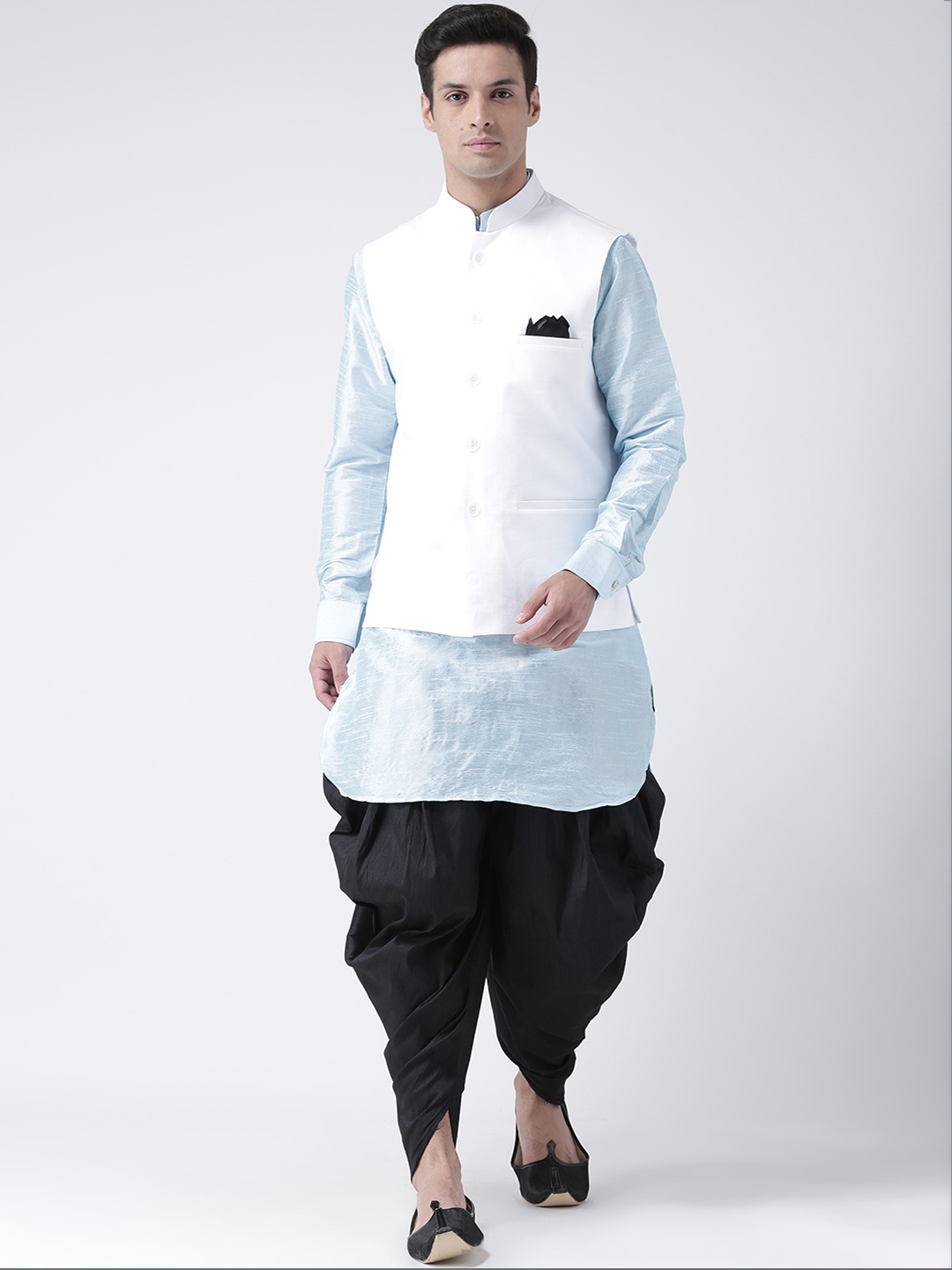 

DEYANN Men White & Blue Solid Kurta with Patiala