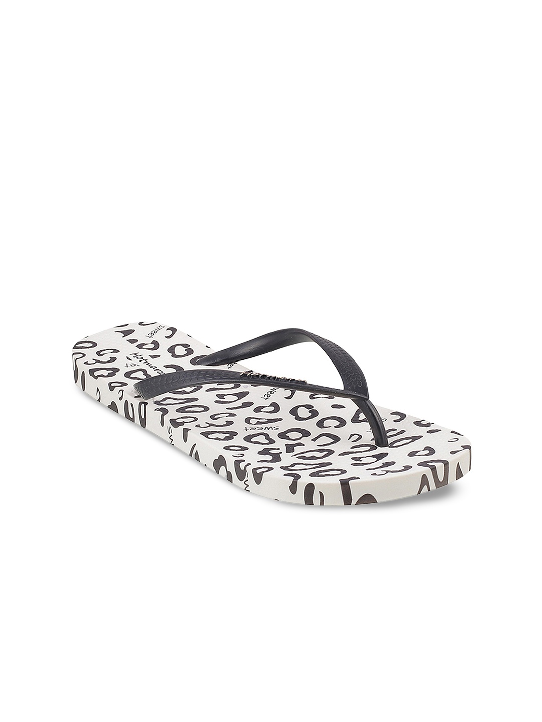 

Hotmarzz Women Black & White Printed Thong Flip-Flops