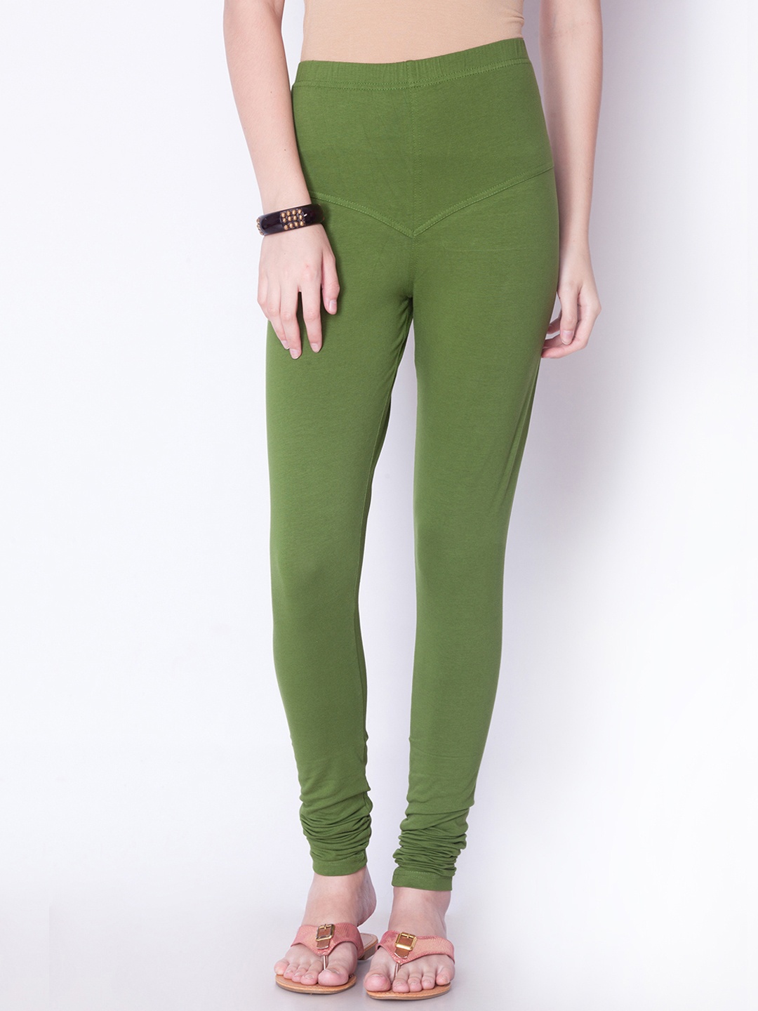 

Dollar Missy Women Green Solid Churidar Leggings