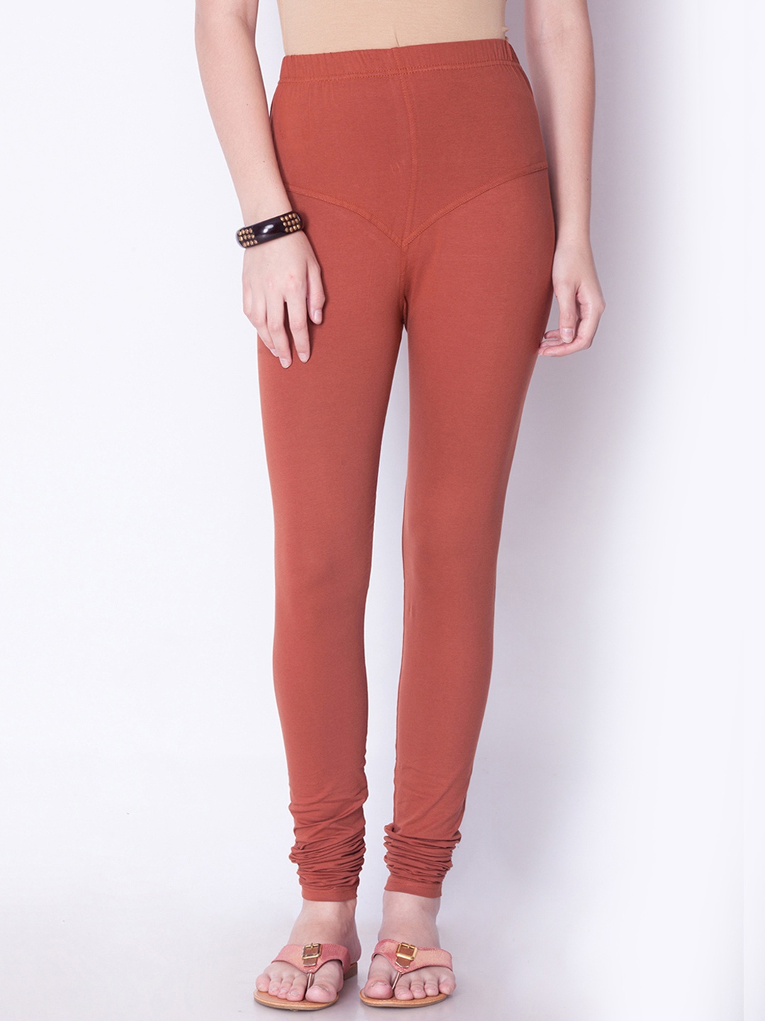 

Dollar Missy Women Rust Brown Solid Churidar Leggings