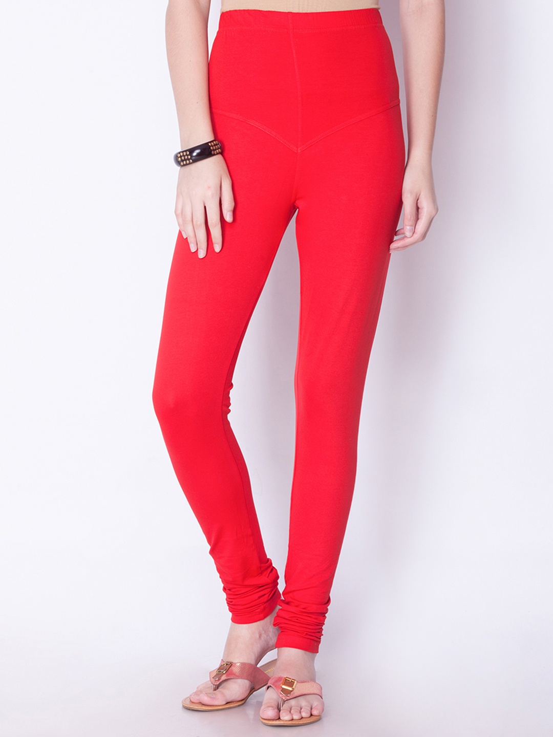 

Dollar Missy Women Red Solid Churidar Leggings