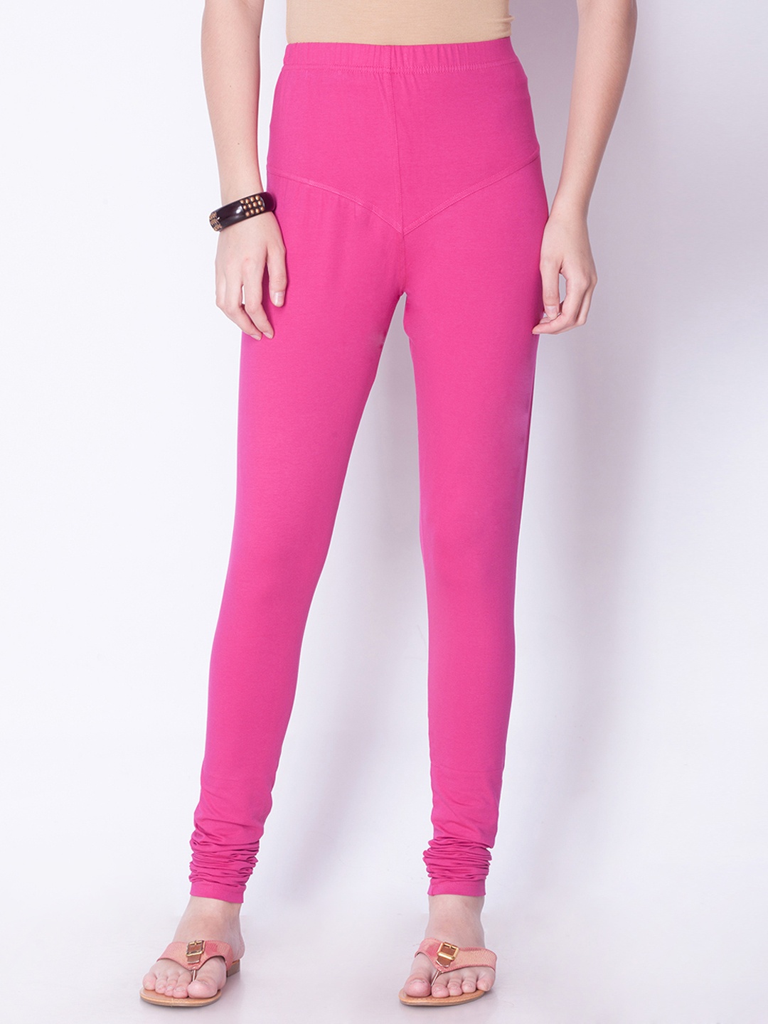 

Dollar Missy Women Pink Solid Churidar Leggings