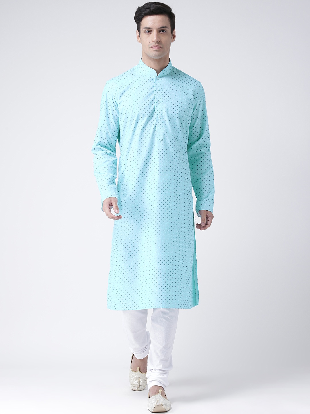 

DEYANN Men Blue & Blue Self Design Kurta with Pyjamas