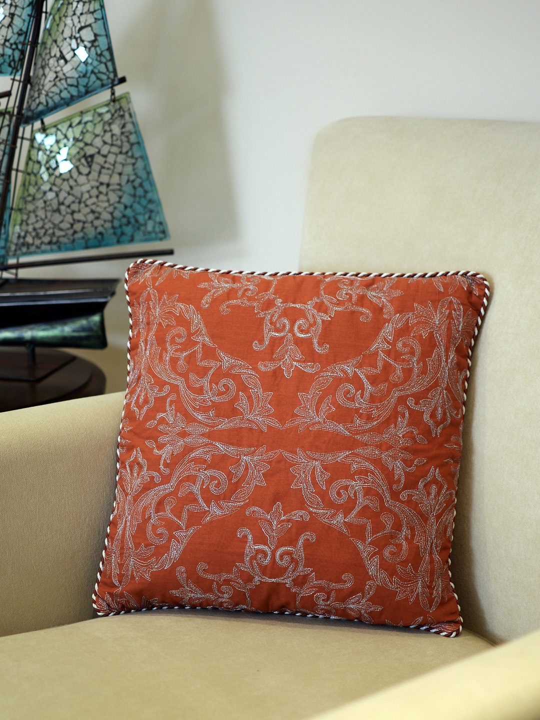 

Deco Window Rust Brown Ethnic Motifs Square Cushion Covers