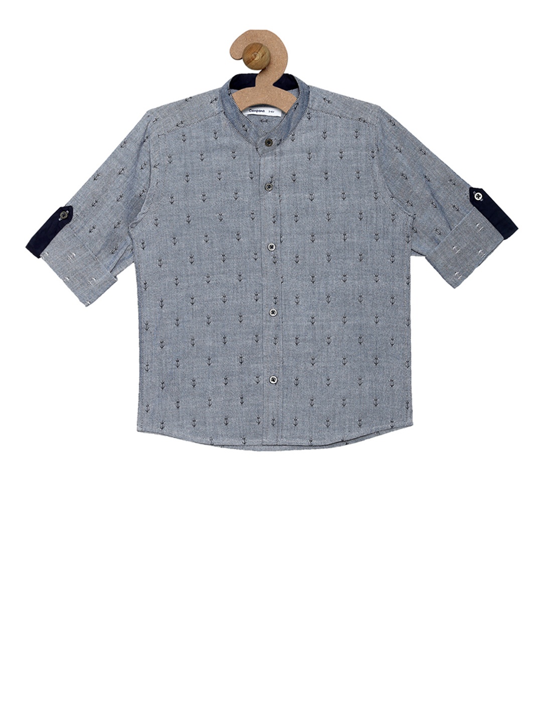 

Campana Boys Grey Regular Fit Self Design Casual Shirt