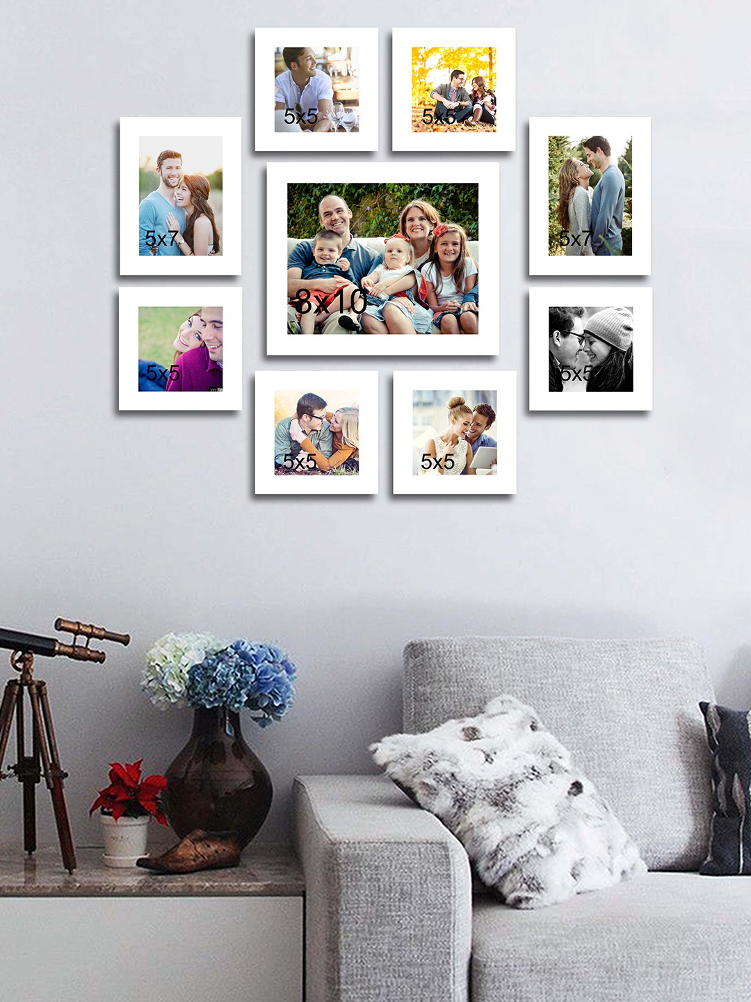 

Art Street Set Of 9 White Wall Photo Frames