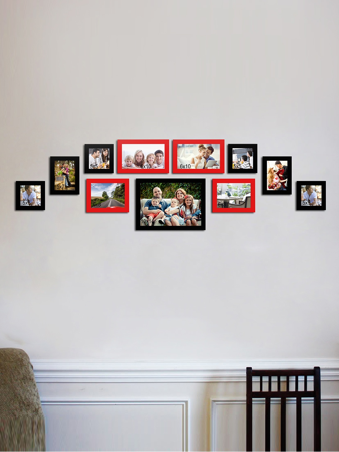 

Art Street Set Of 11 Red & Black Photo Frames