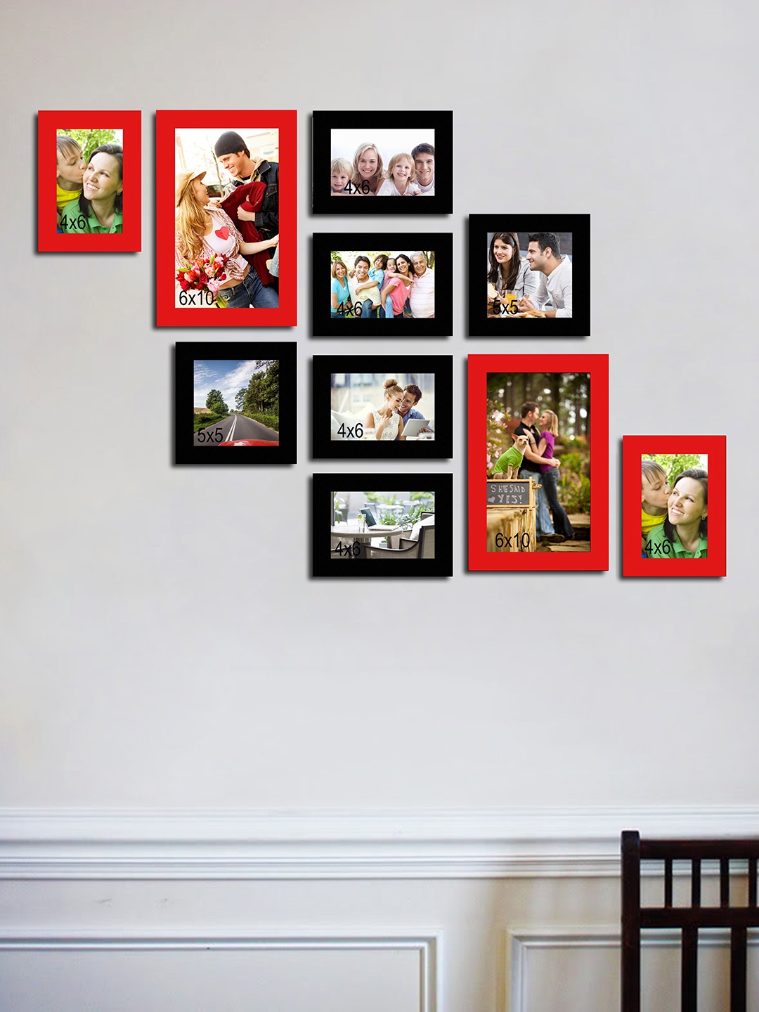 

Art Street Set Of 10 Individual Wall Photo Frames, Black