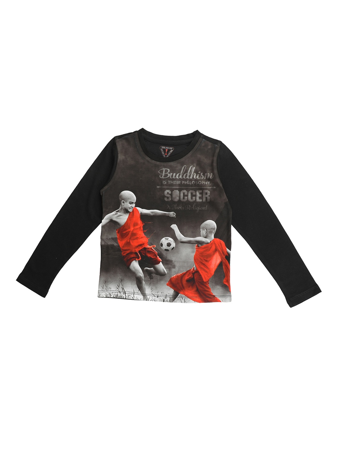 

Wear Your Mind Boys Black Printed Round Neck T-shirt