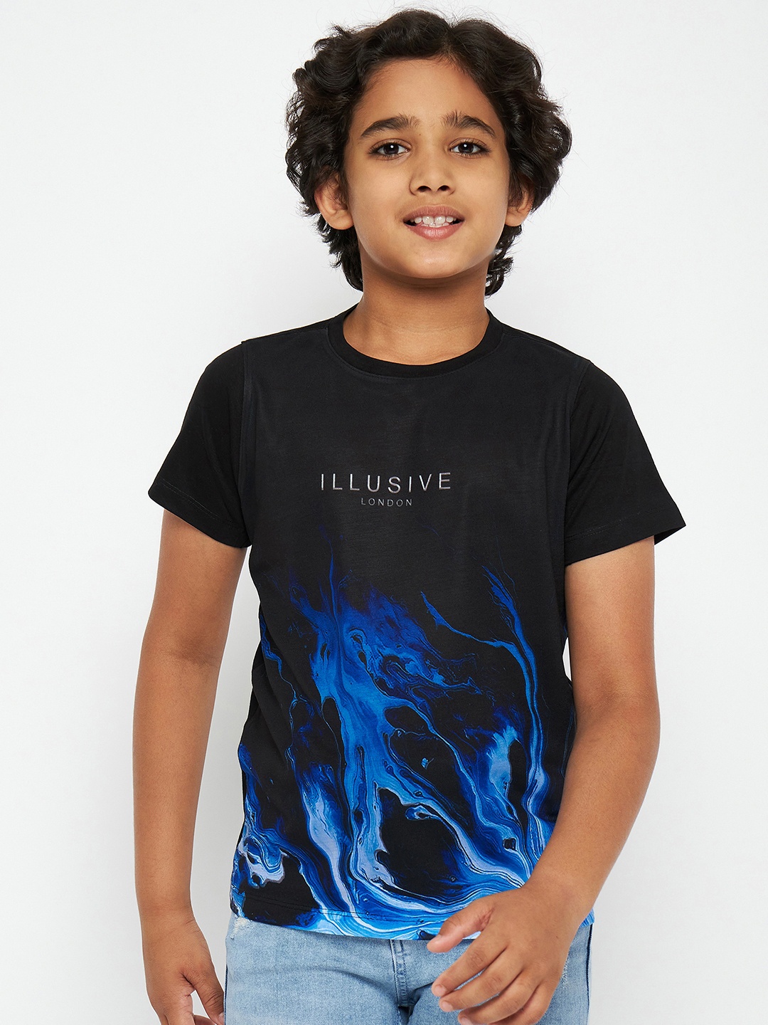 

Wear Your Mind Boys Black Printed Round Neck T-shirt