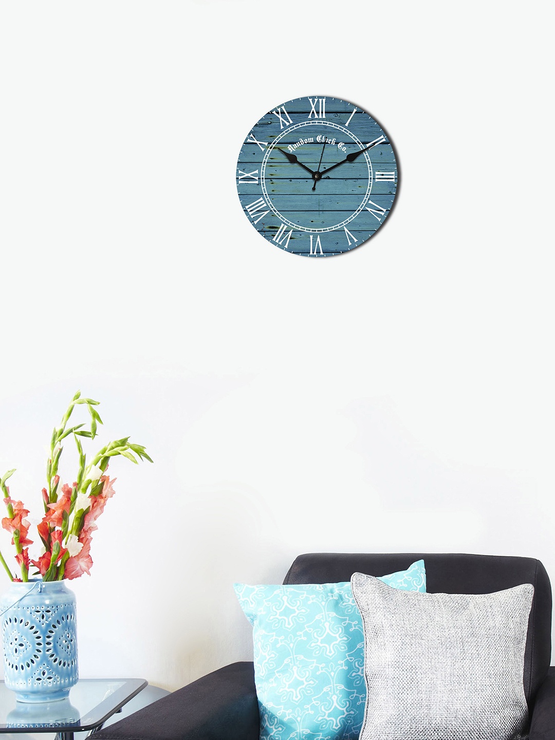 

RANDOM Turquoise Blue Round Printed 29.21 cm Analogue Wall Clock