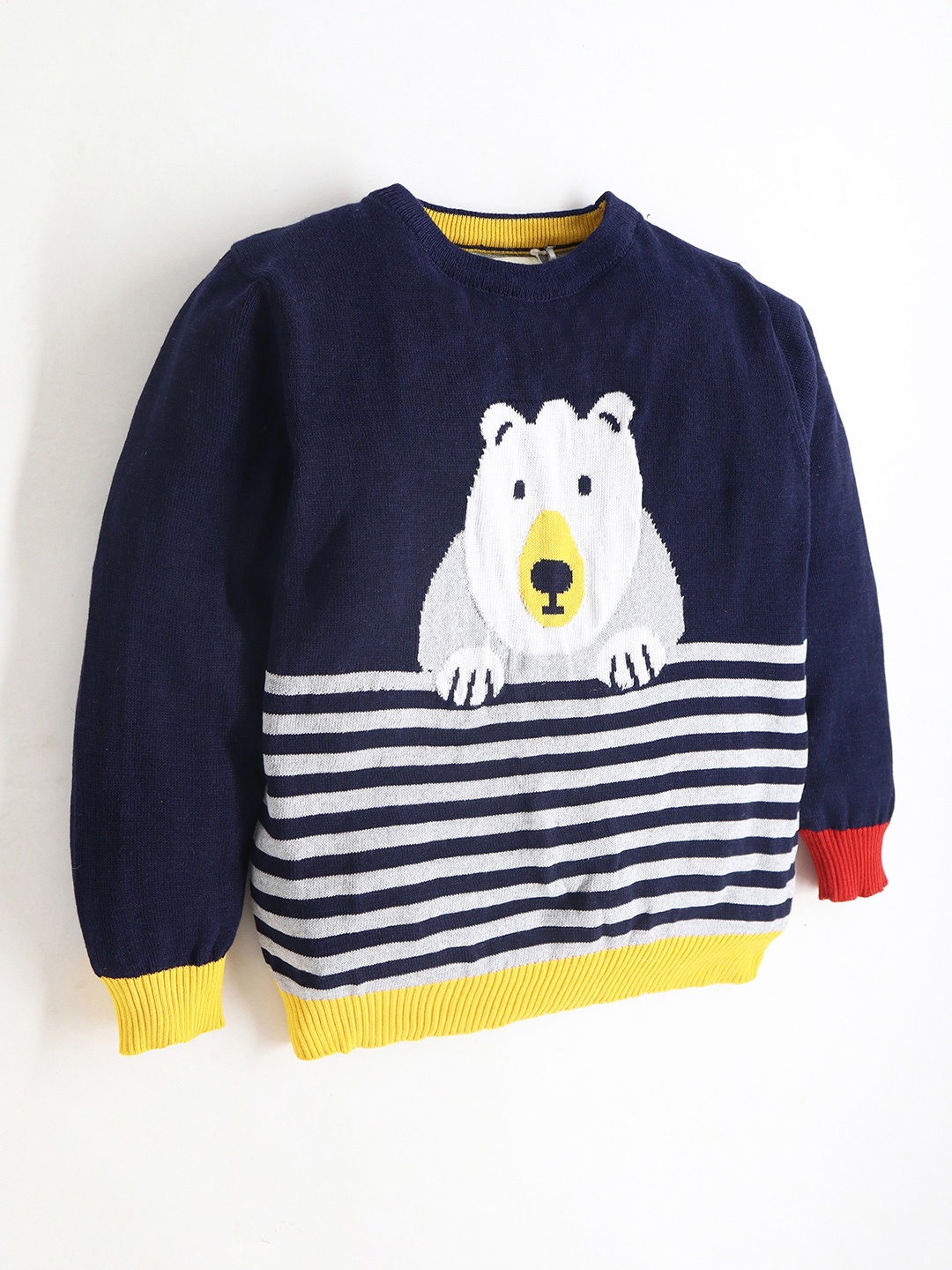

Cherry Crumble Navy Blue & Grey Striped Pullover