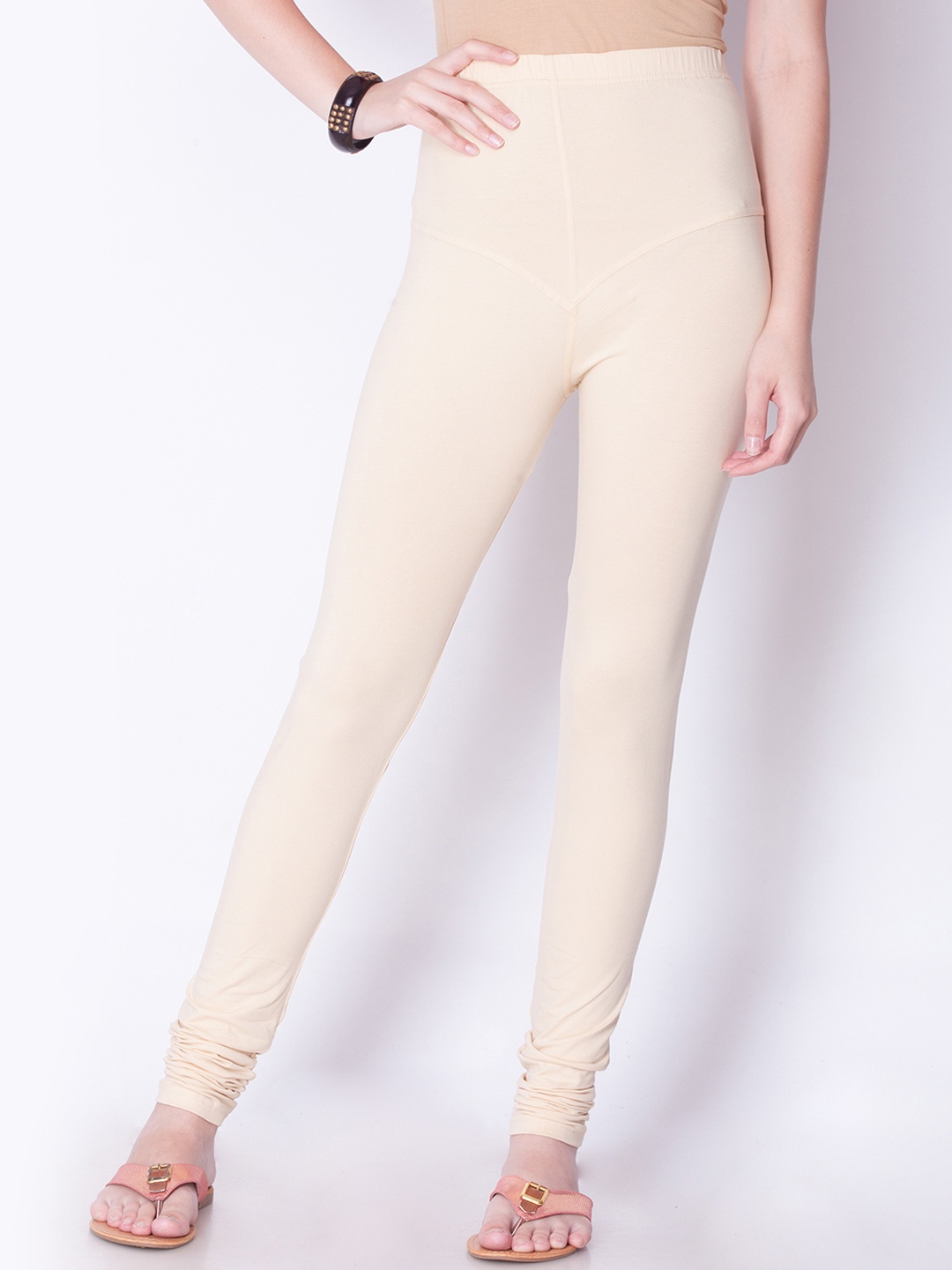 Dollar Missy Women Beige Solid Churidar Leggings