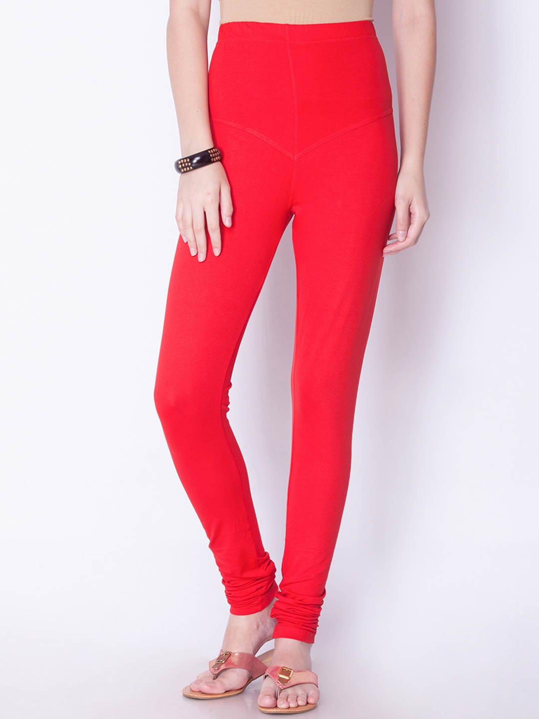 

Dollar Missy Women Red Solid Churidar Leggings