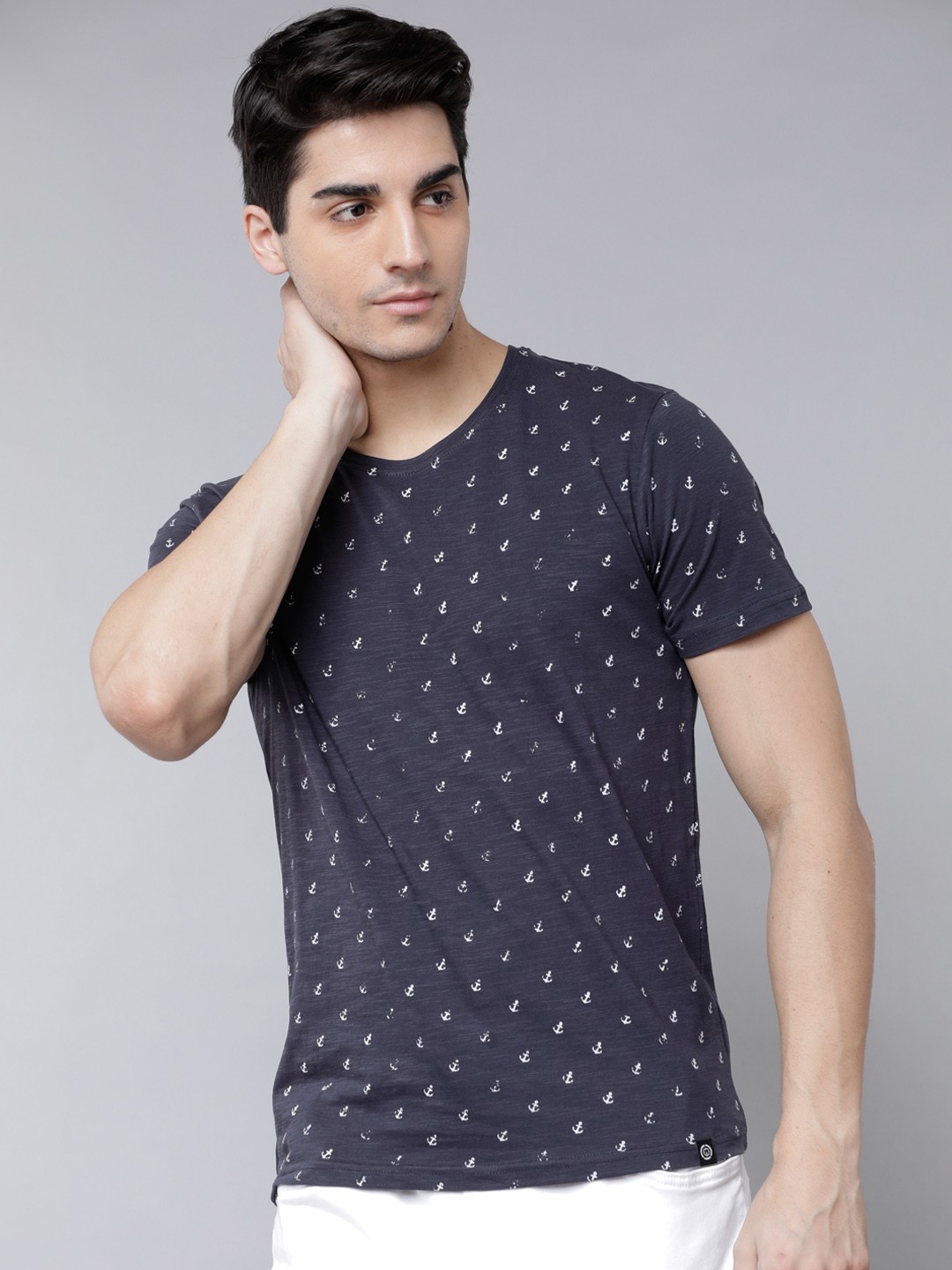 

LOCOMOTIVE Men Navy Blue Printed Round Neck T-shirt