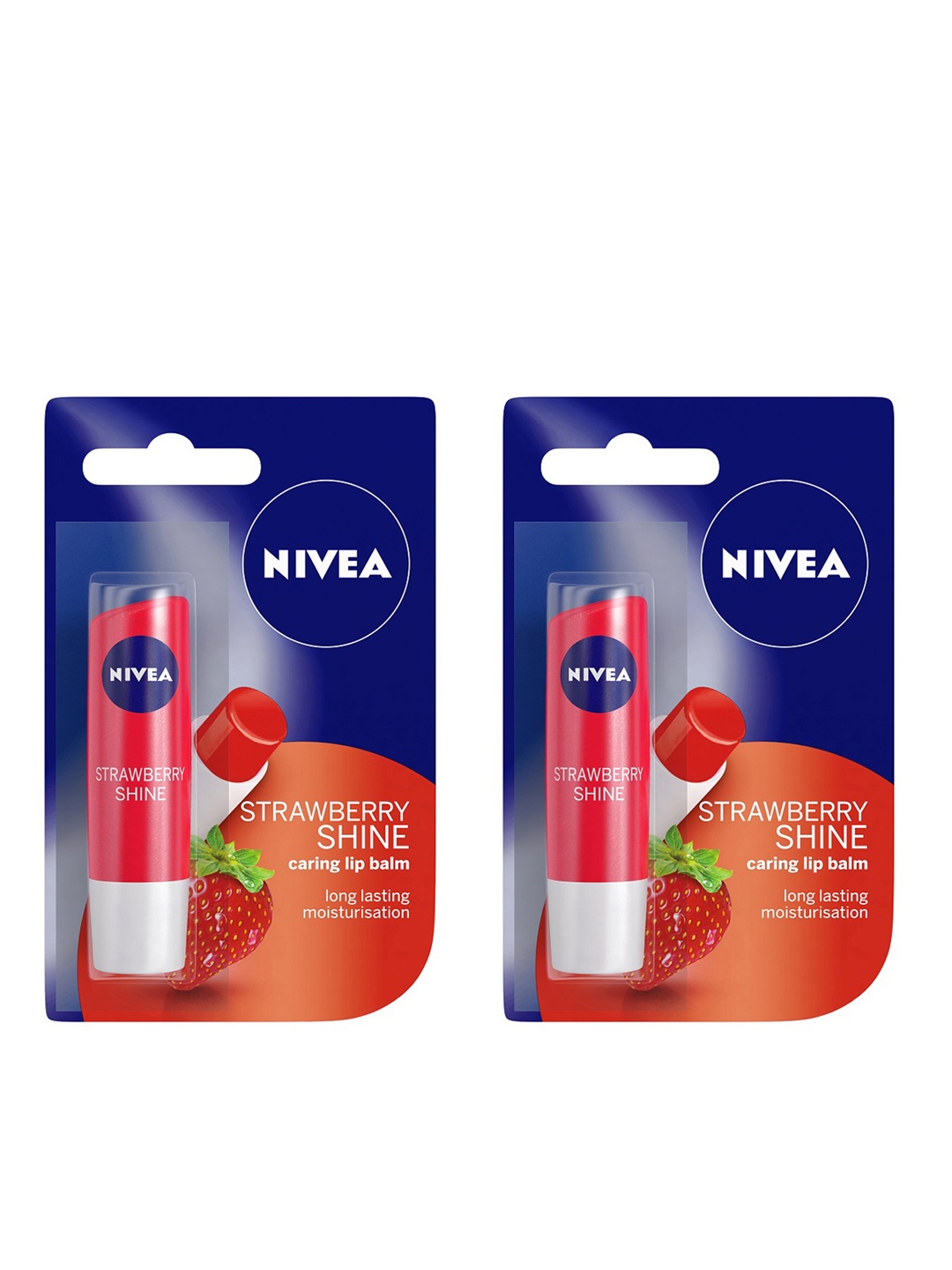 

Nivea Women Pack of 2 Strawberry Shine Long Lasting Caring Lip Balm 4.8 g, Red