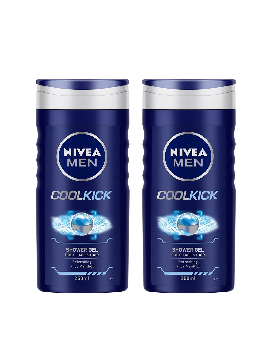 

Nivea Pack of 2 Men CoolKick 3-in-1 Shower Gel 250 ml, Navy blue