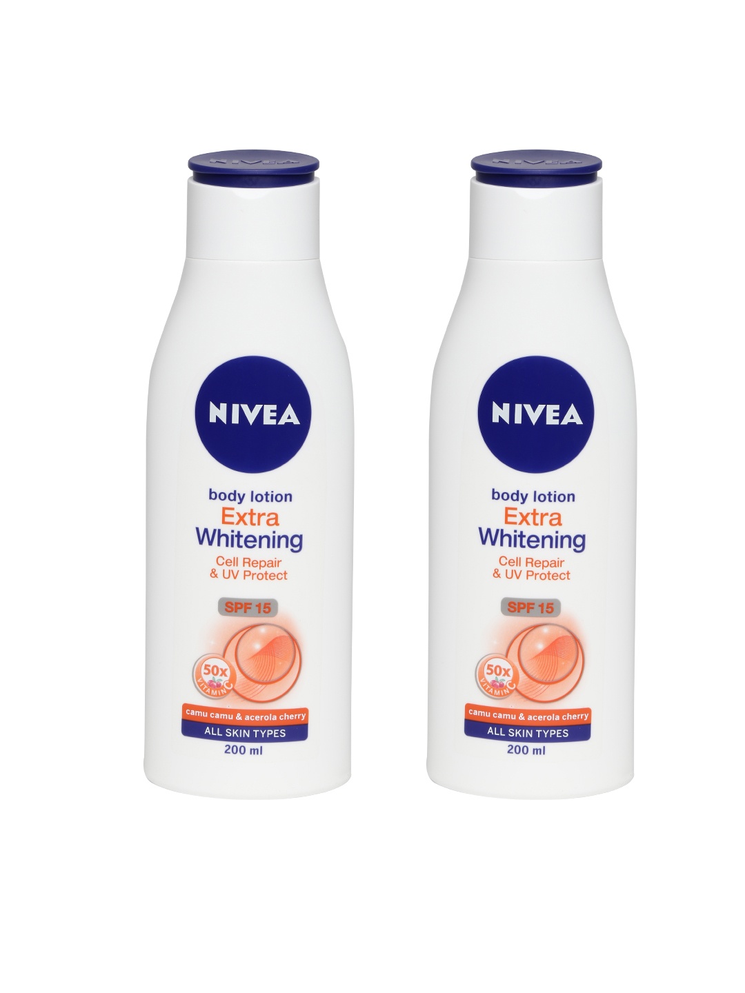 

Nivea Set of 2 Extra Whitening Cell Repair & UV Protect SPF 15 Body Lotion - 200ml Each, White