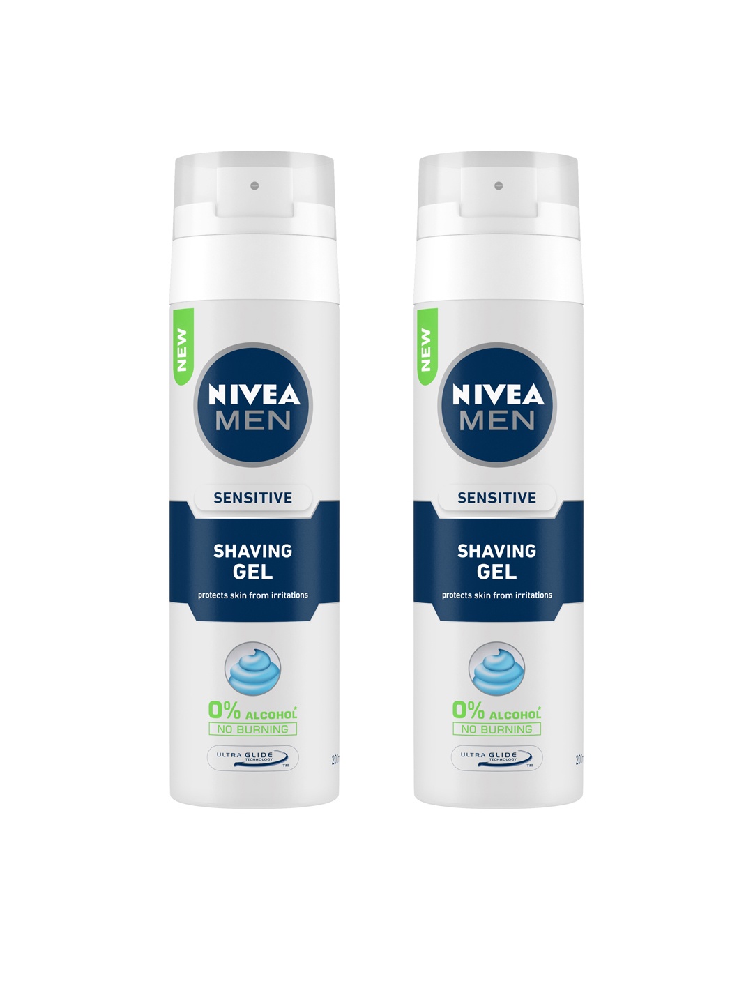 

Nivea Men Pack of 2 Sensitive Ultra Glide Shaving Gel 200 ml, White
