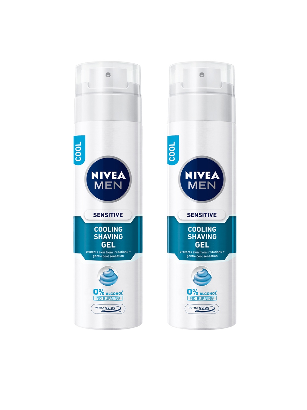 

Nivea Men Pack of 2 Sensitive Cooling Shaving Gel (200 ml each), White