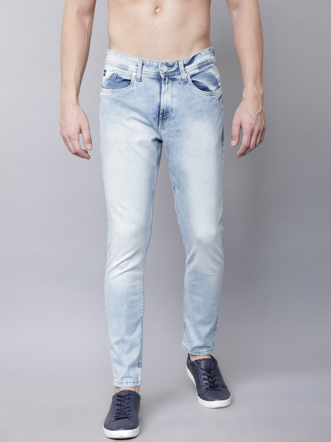 

LOCOMOTIVE Men Blue Tapered Fit Mid-Rise Clean Look Stretchable Jeans