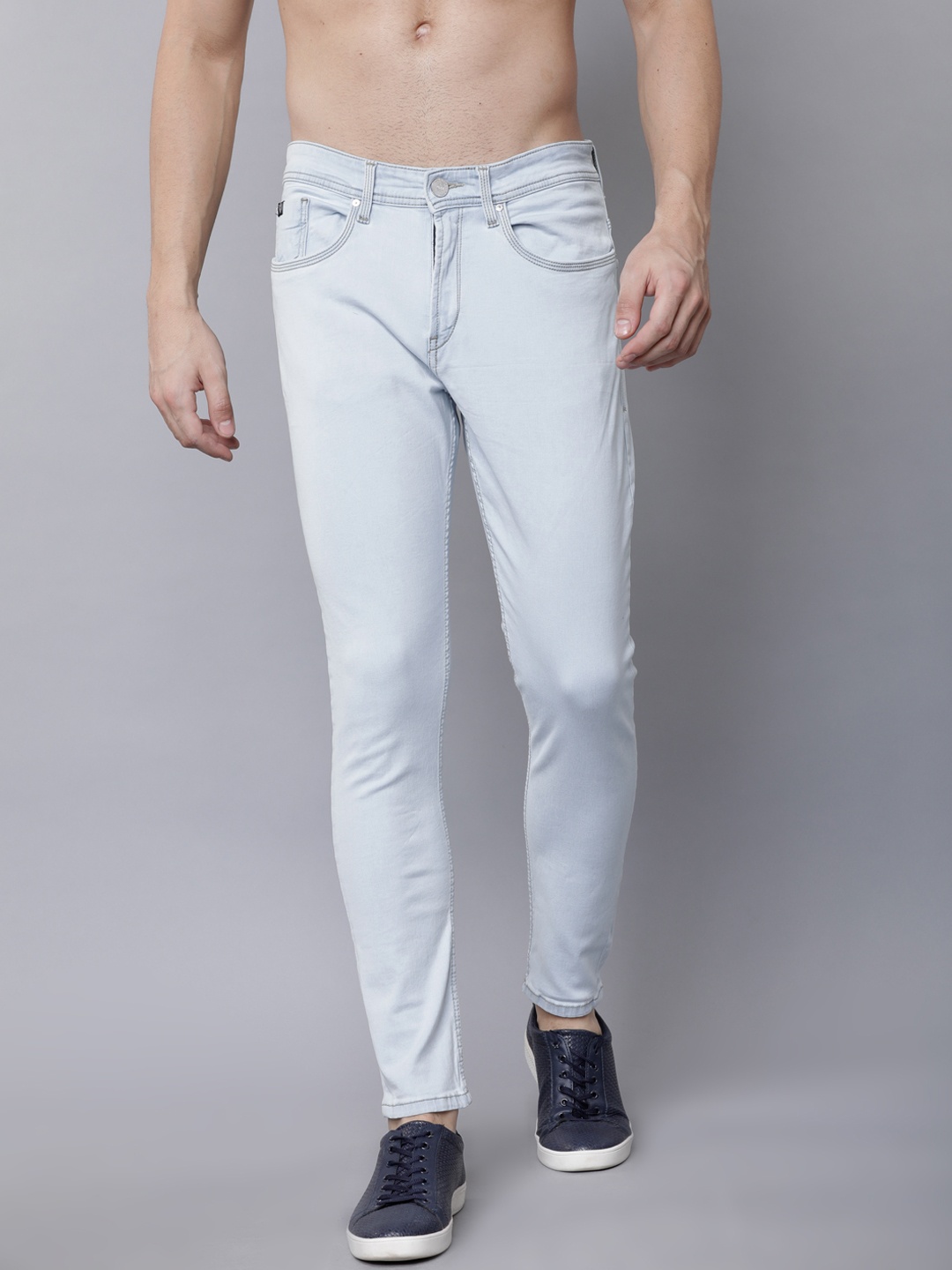 

LOCOMOTIVE Men Blue Tapered Fit Mid-Rise Clean Look Stretchable Jeans