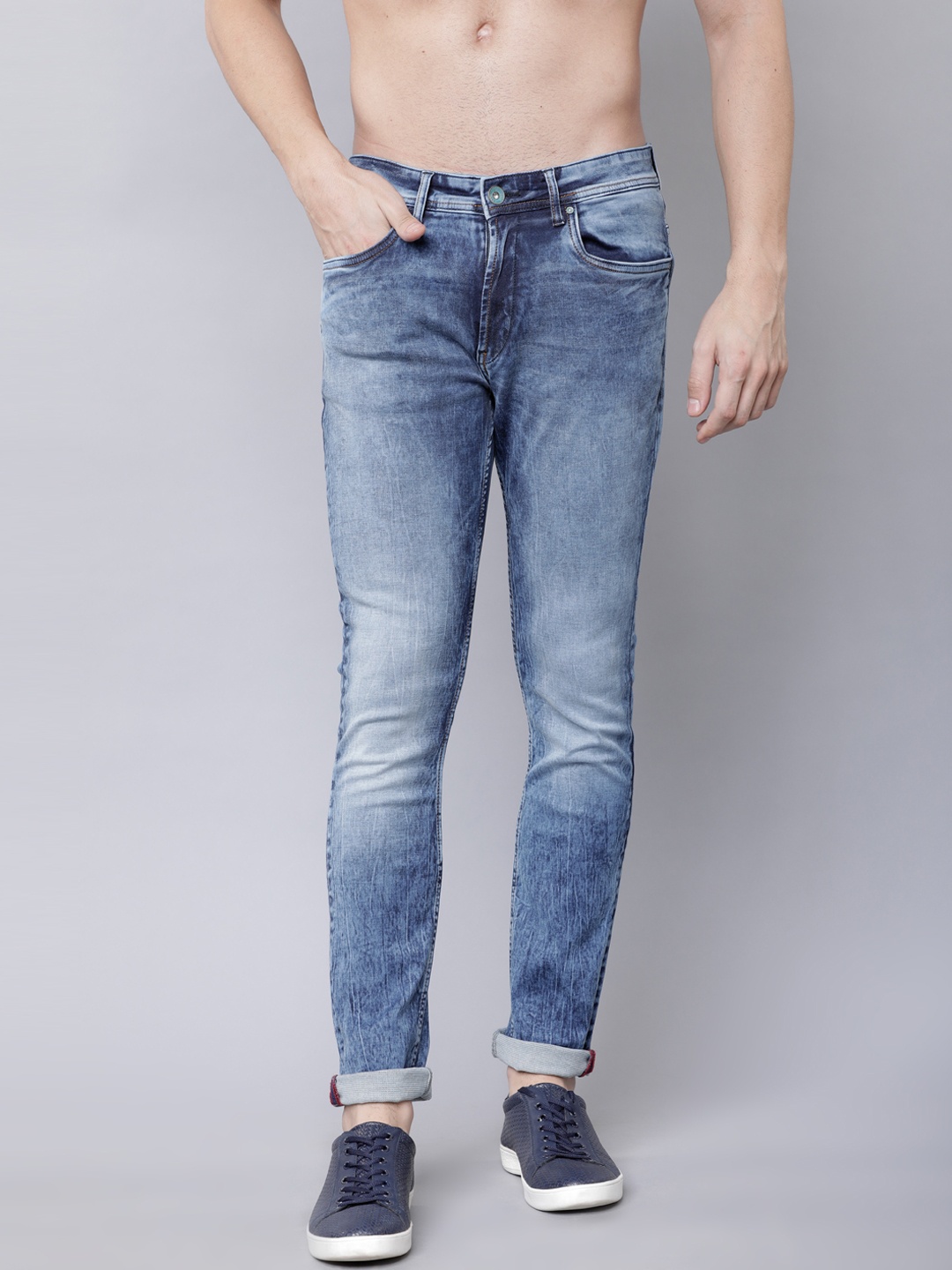 

LOCOMOTIVE Men Blue Slim Fit Mid-Rise Clean Look Stretchable Jeans