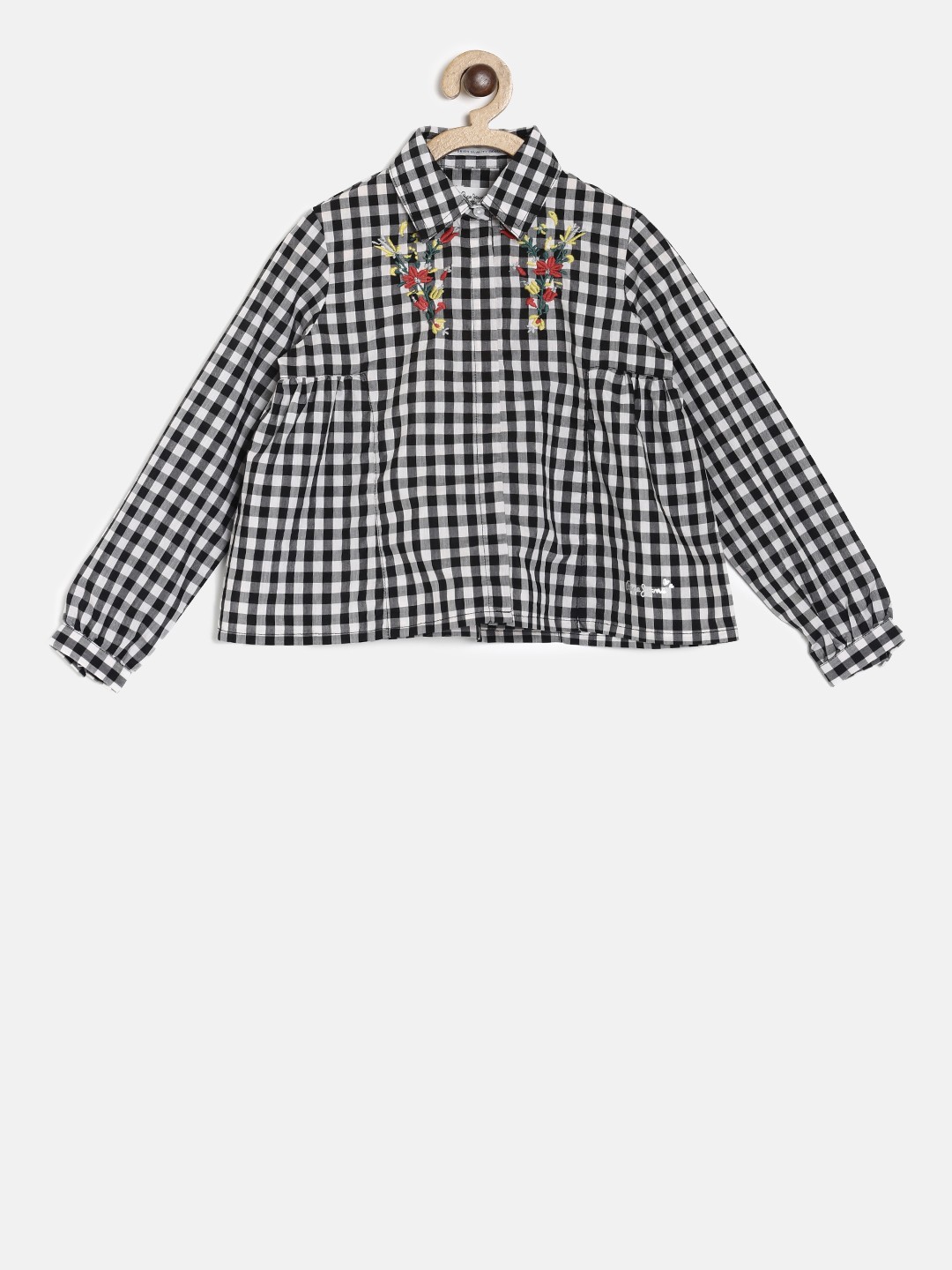 

Pepe Jeans Girls White & Black Checked Shirt Style Top