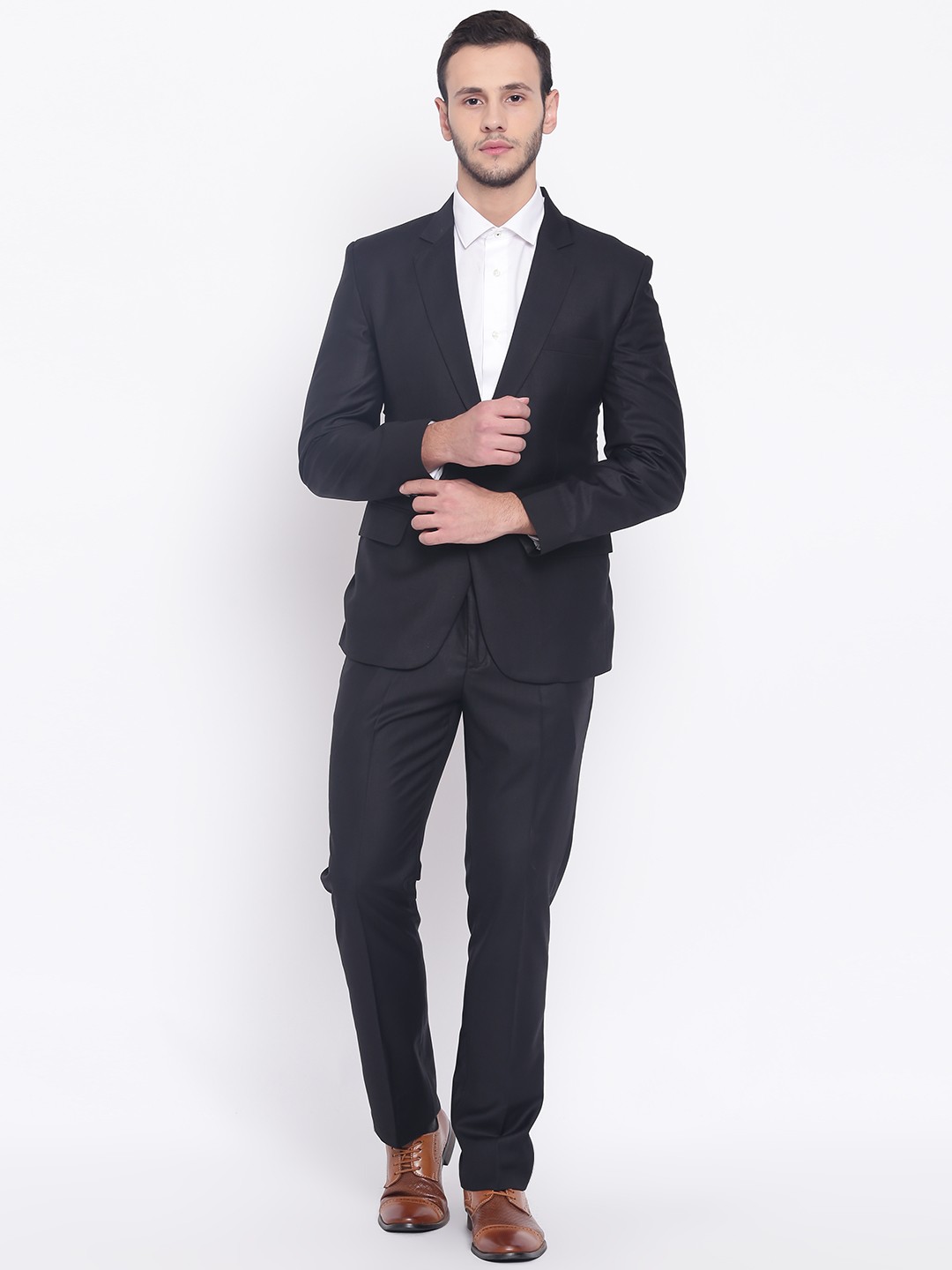 

PLATINUM Studio Men Black Solid Single-Breasted Slim Fit Formal Suit
