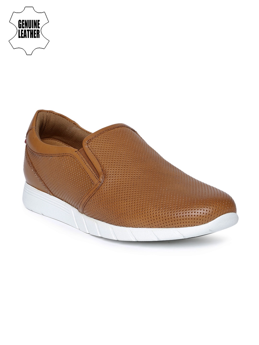 

Ruosh Men Tan Brown Slip-On Leather Sneakers