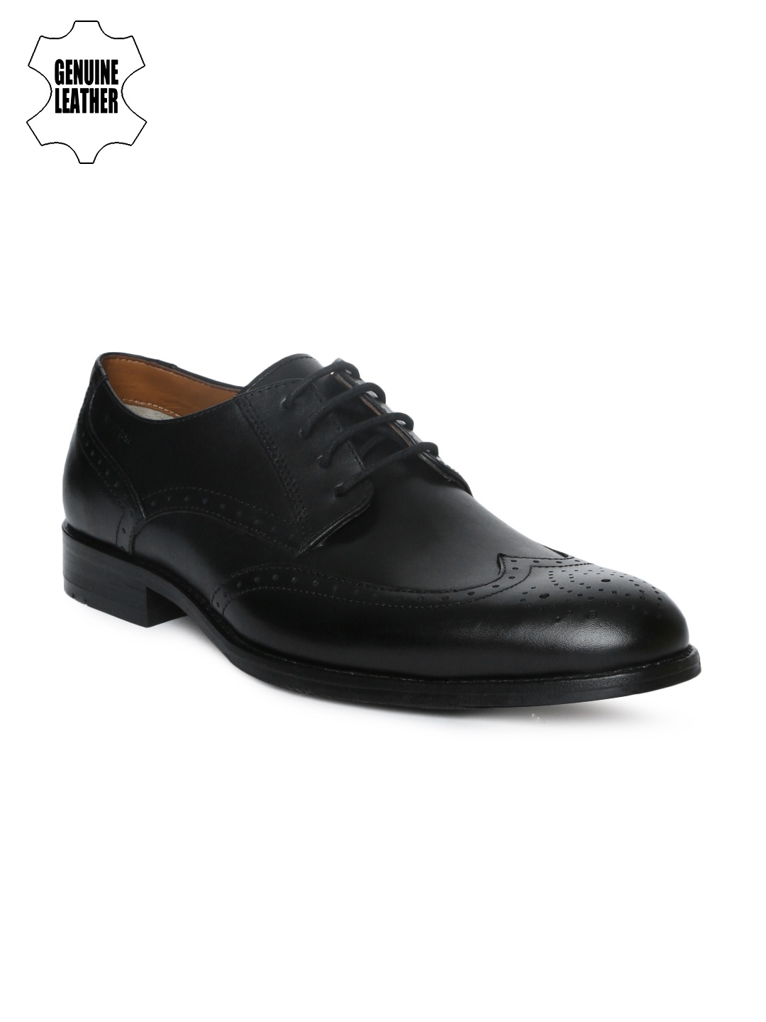 

Ruosh Men Black Genuine Leather Formal Brogues