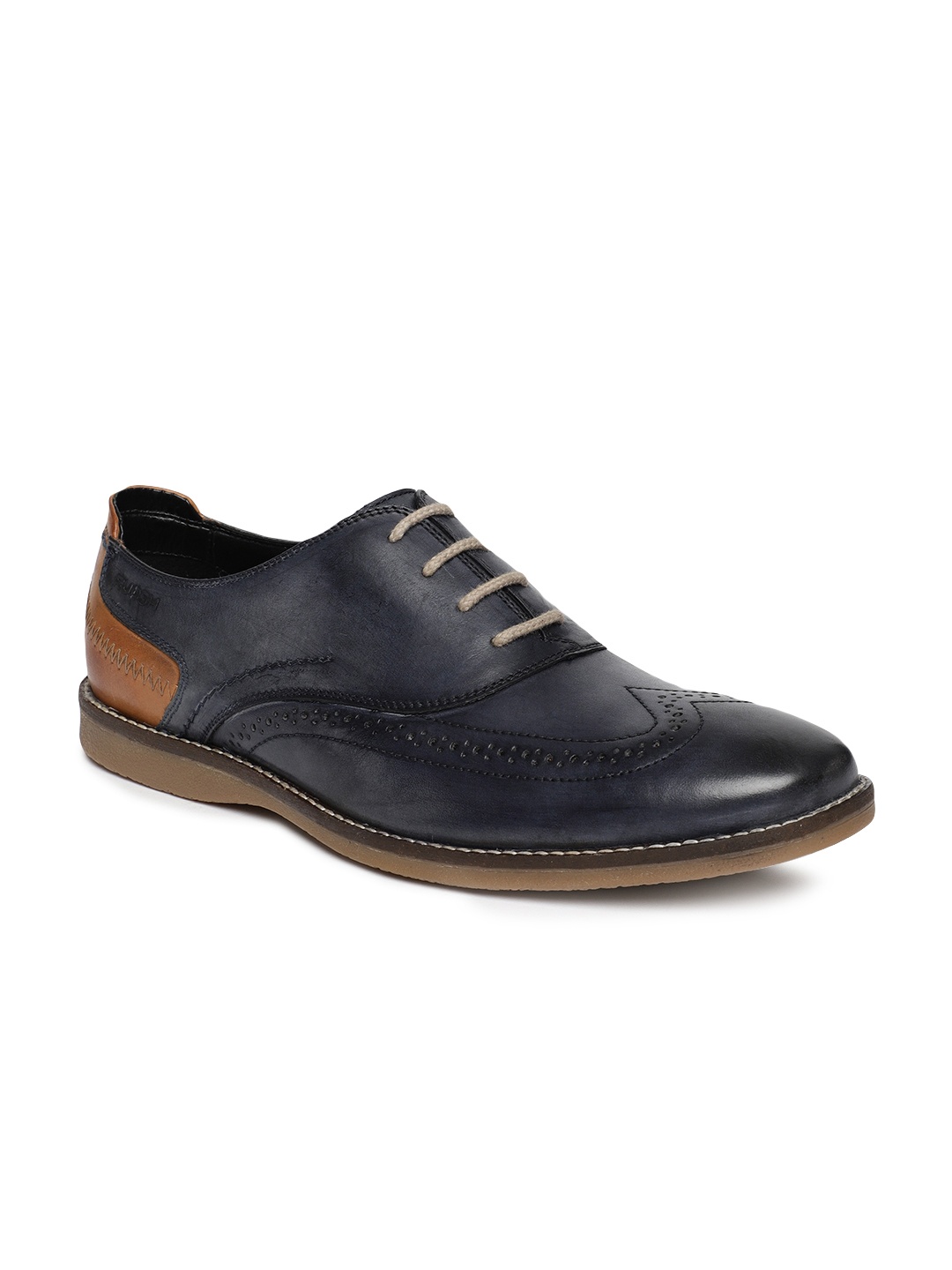 

Ruosh Men Navy Blue Leather Brogues