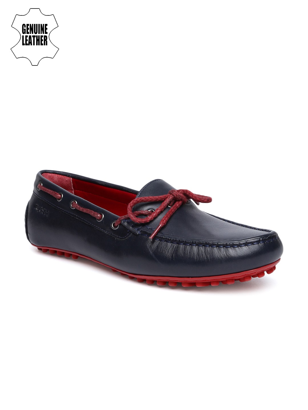 

Ruosh Men Navy Blue Leather Boat Shoes