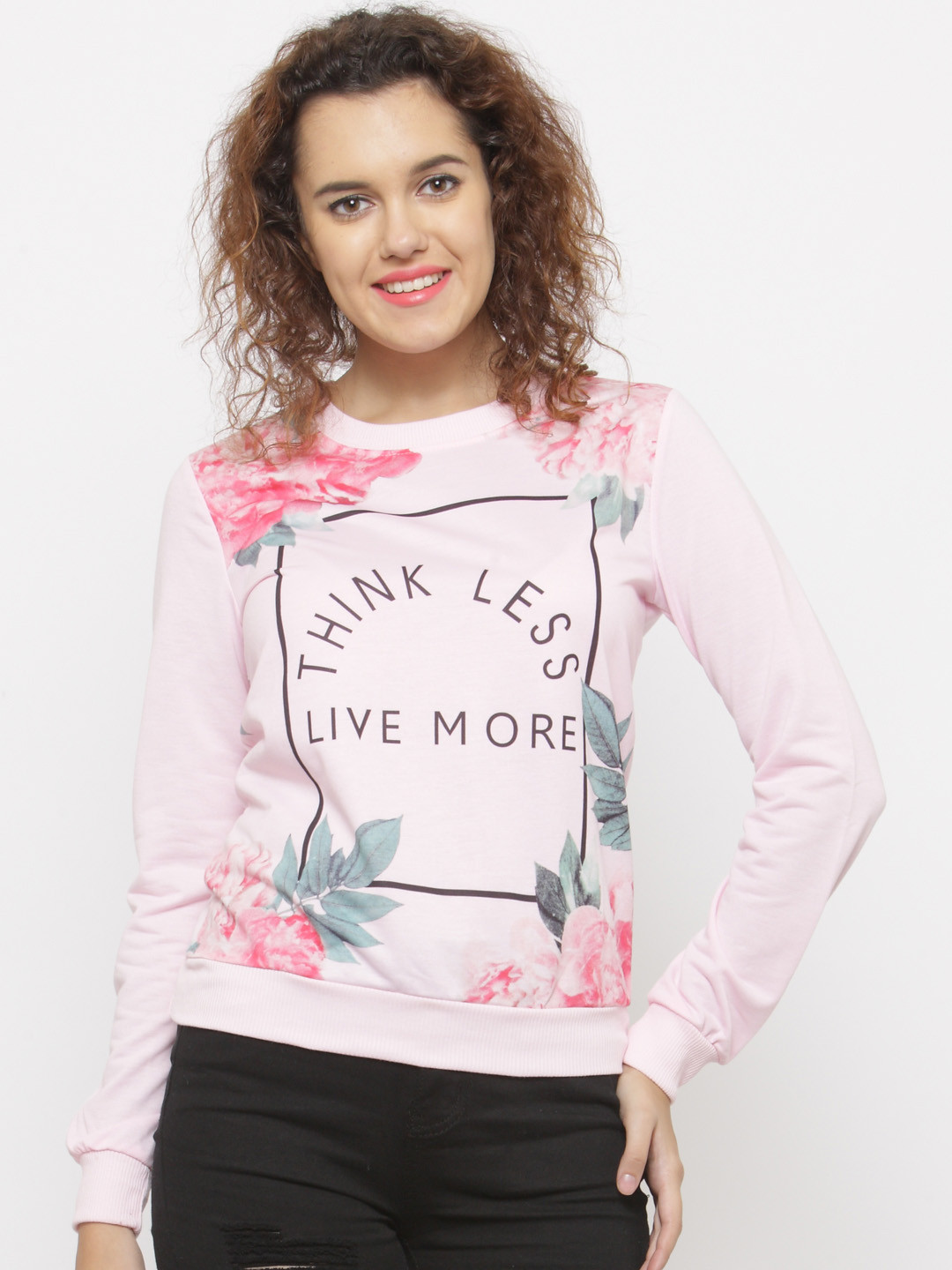 

Berrylush Women Pink Printed Sweatshirt