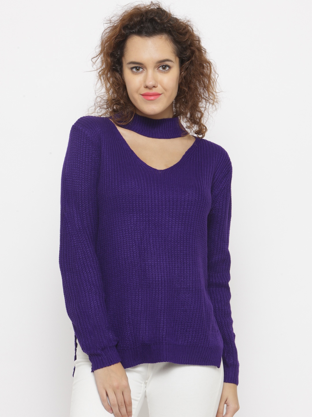 

Berrylush Women Purple Solid Pullover