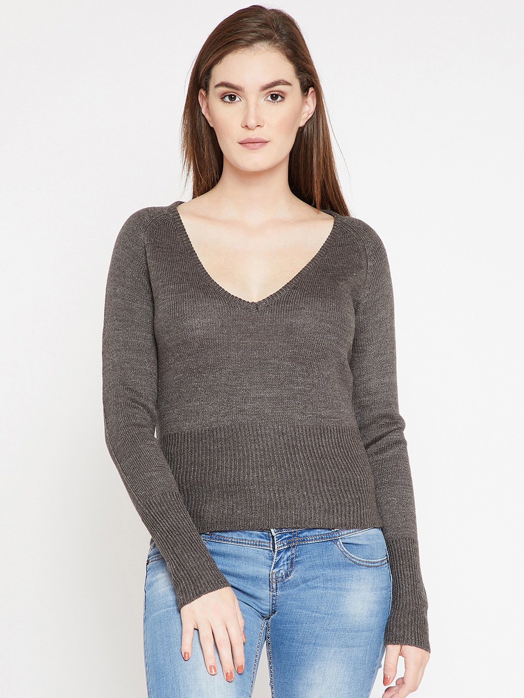 

RARE Women Taupe Solid Pullover