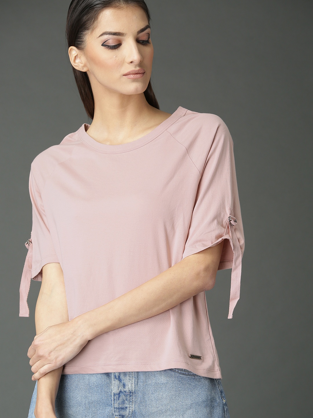 

Roadster Women Rose Solid Pure Cotton Top