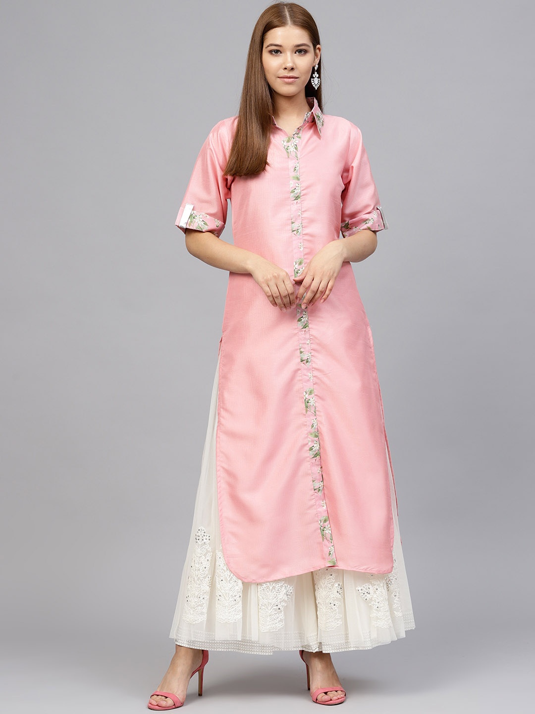 

Ahalyaa Women Pink Solid Pathani Kurta