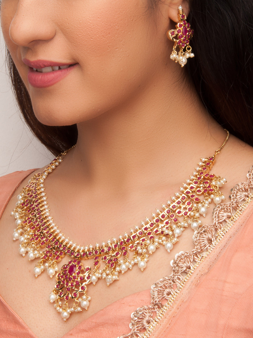 

Rubans GoldToned Gold-Plated Studded Handcrafted Jewellery Set