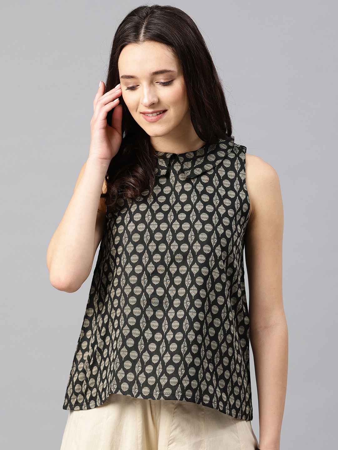 

Desi Weavess Women Black Printed Top