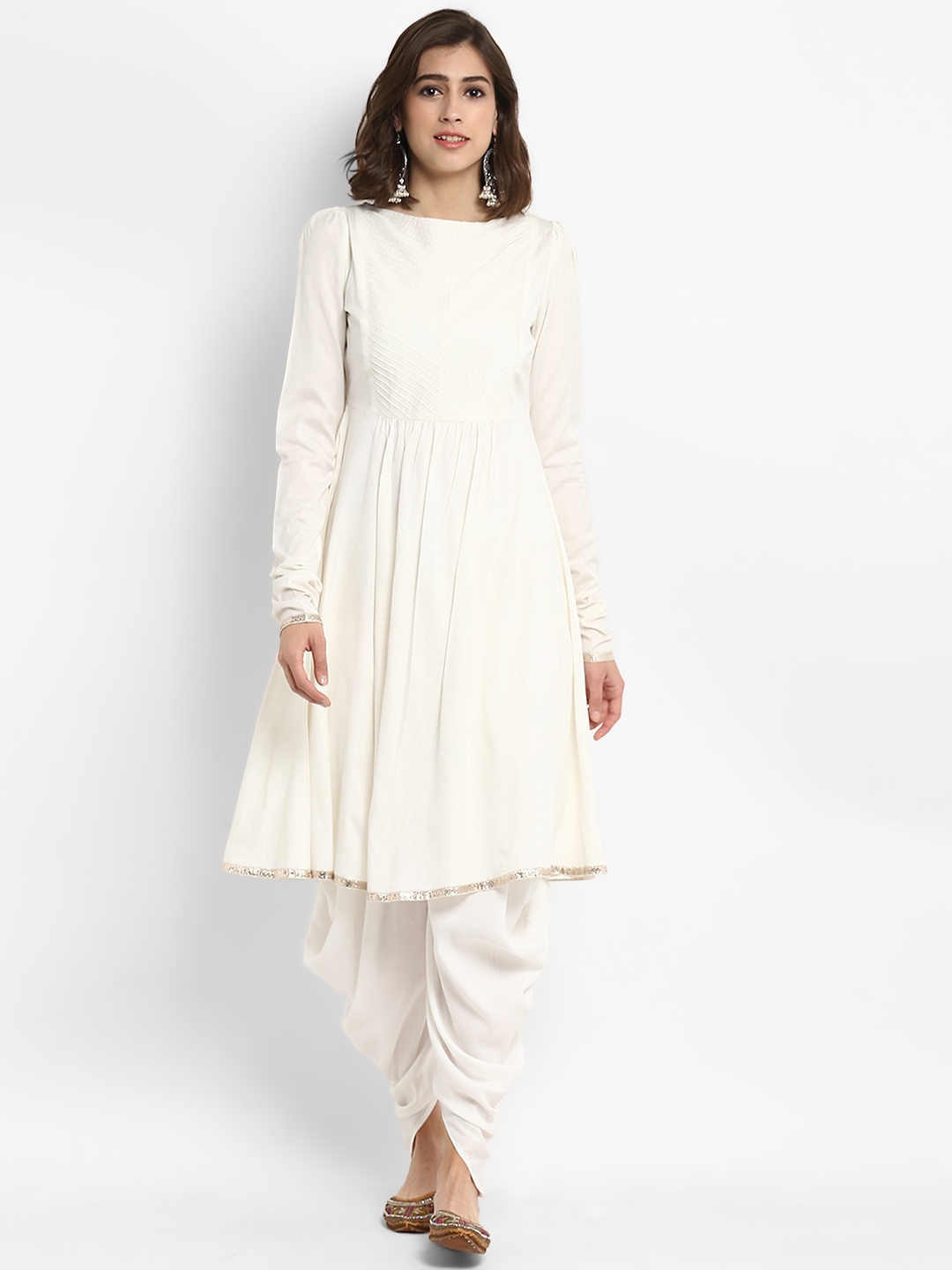

Abhishti Women White Romance Anarkali Kurta