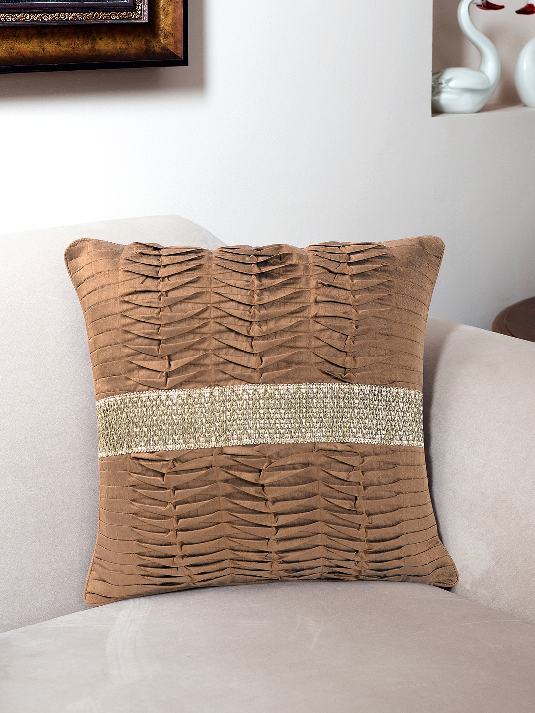 

Deco Home Brown & Beige Textured Square Cushion Cover