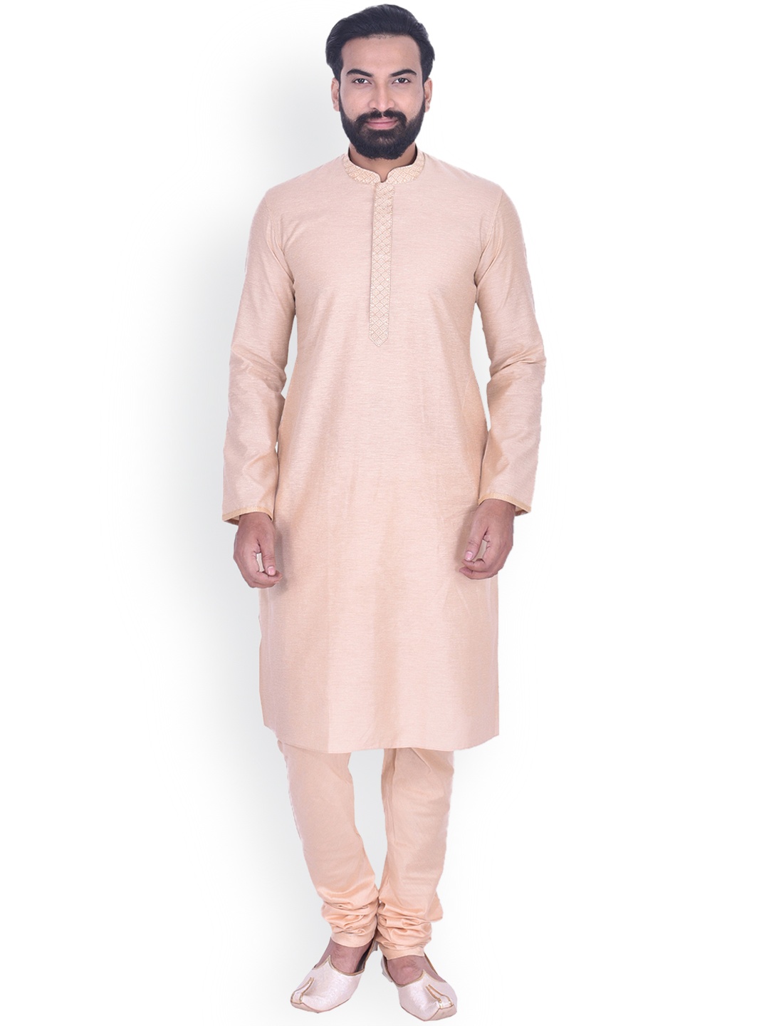 

Manyavar Men Beige Solid Kurta with Churidar