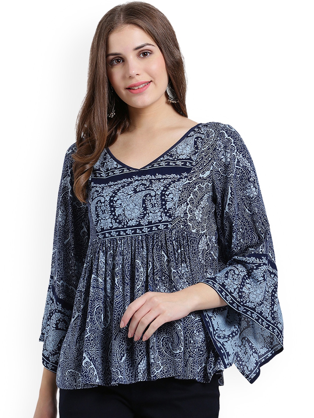 

Taurus Women Blue Printed Top